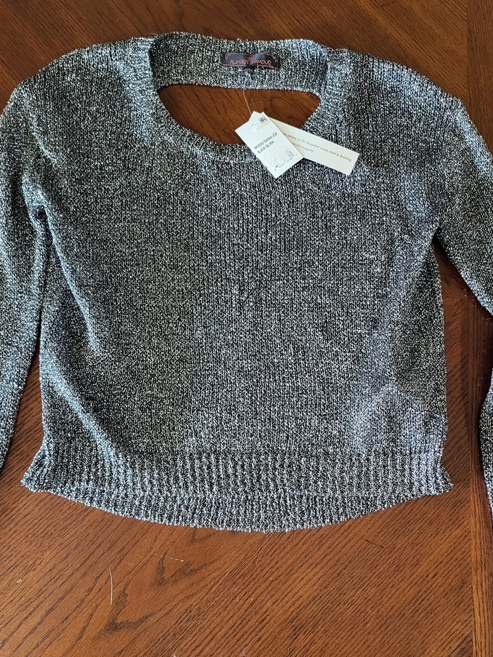 Almost Famous Metallic Black Silver Y2K Sweater NWT M